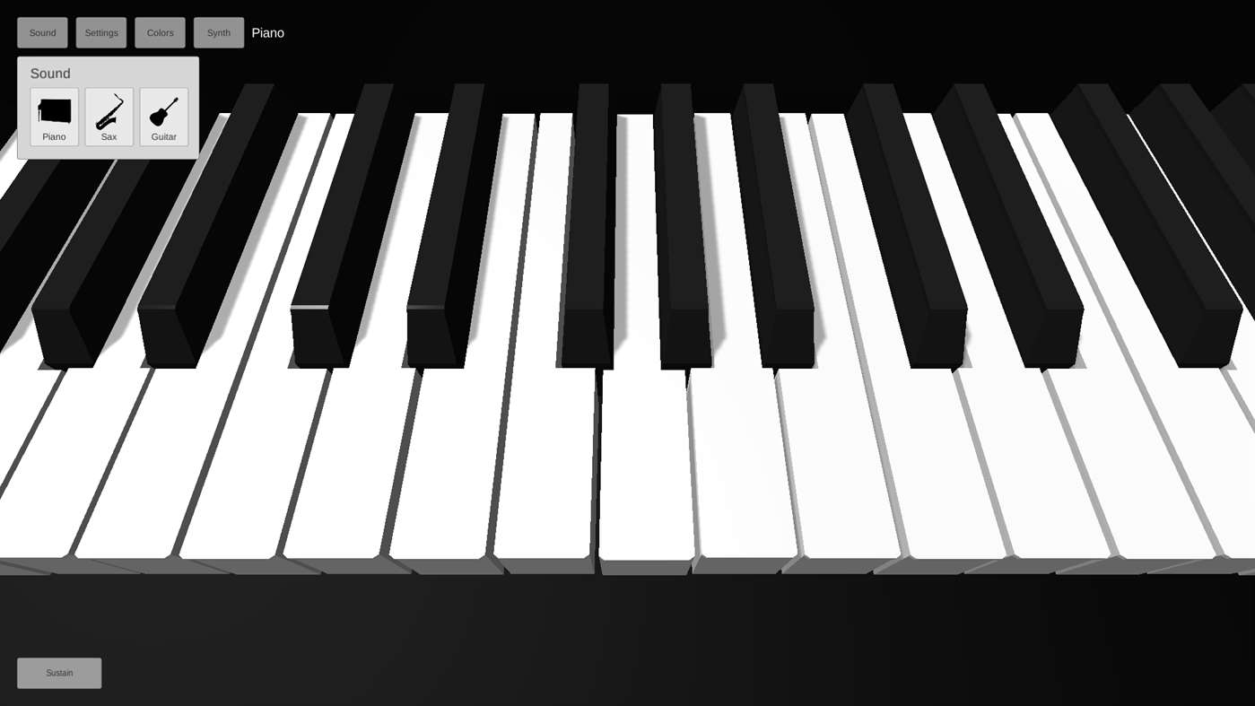 Piano 3D windows store main screen