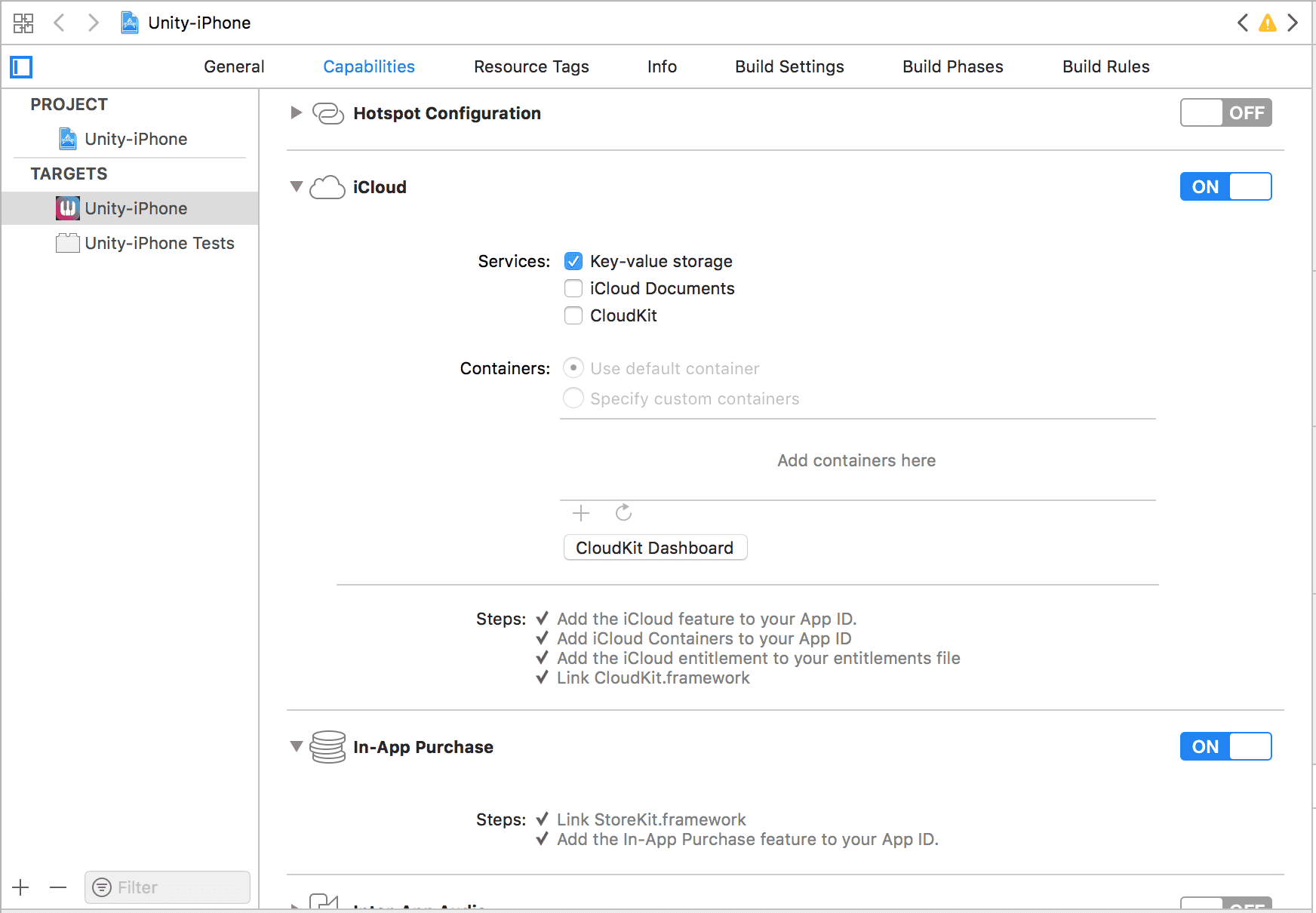 xcode icloud settings for unity iap non renewing subscription